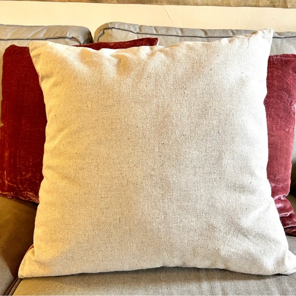 West Elm Accents West Elm Pink Grapefruit Velvet Beige Linen